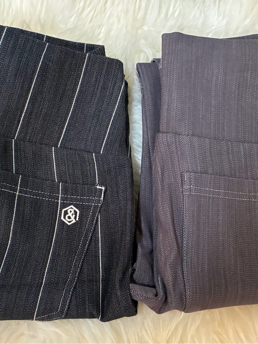 Agnes & Dora Black and Dark Gray Pinstripe Jeggings
